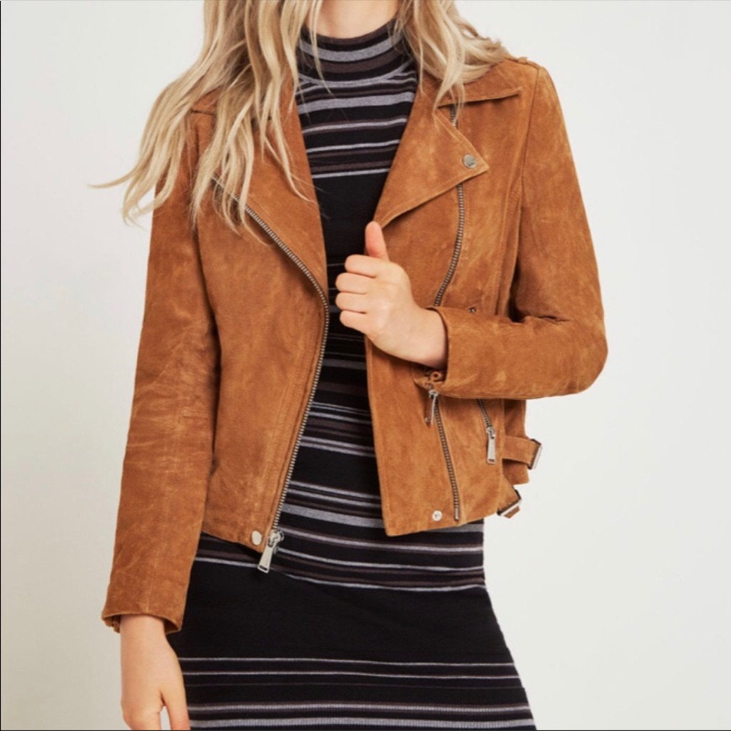 Bcbg Generation Suede Leather Moto Jacket